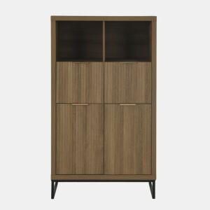 Aparador alto VENTO com 4 portas e 2 aberturas cor carvalho