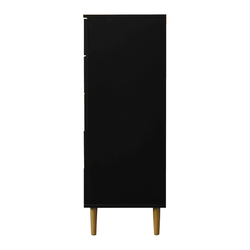 Cómoda AXIS com 5 gavetas preto e madeira natural
