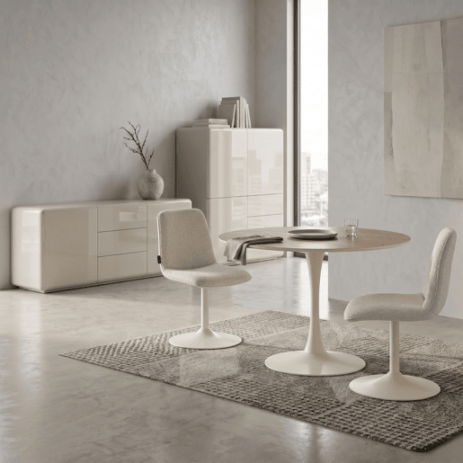 Mesa de jantar redonda HOLLOWAY bege