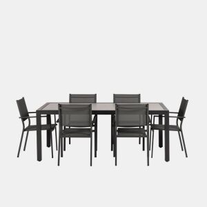 Conjunto jardim MILLENIUM com mesa e 6 cadeiras cor cinza claro