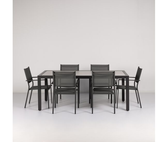 Conjunto jardín millenium con mesa y 6 sillas color gris claro
