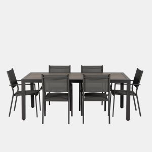 Conjunto de jardim MILLENIUM com mesa e 6 cadeiras cinza escuro