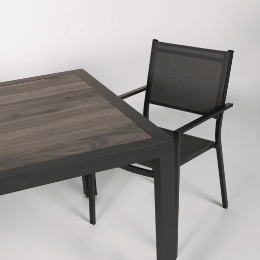 Conjunto de jardim MILLENIUM com mesa e 6 cadeiras cinza escuro Conjunto de jardim MILLENIUM com mesa e 6 cadeiras cinza escuro
