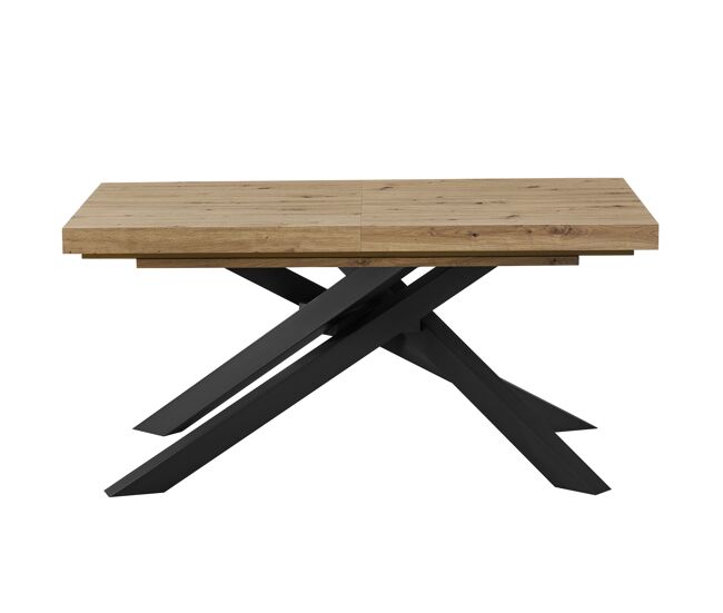 Mesa de comedor con doble extensión ZERMATT roble y negro
