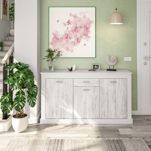 Aparador DACITE 158x87x40cm com 3 portas e 1 gaveta em branco Aparador DACITE 158x87x40cm com 3 portas e 1 gaveta em branco