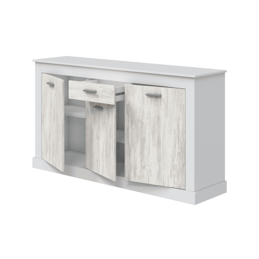 Aparador DACITE 158x87x40cm com 3 portas e 1 gaveta em branco Aparador DACITE 158x87x40cm com 3 portas e 1 gaveta em branco
