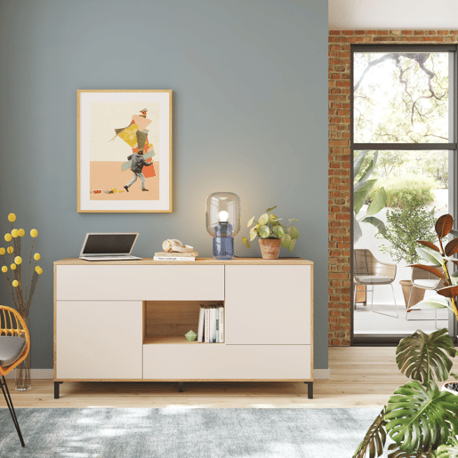 Aparador NAPOLI 151x80x40cm 2 portas e 2 gavetas carvalho e branco Aparador NAPOLI 151x80x40cm 2 portas e 2 gavetas carvalho e branco