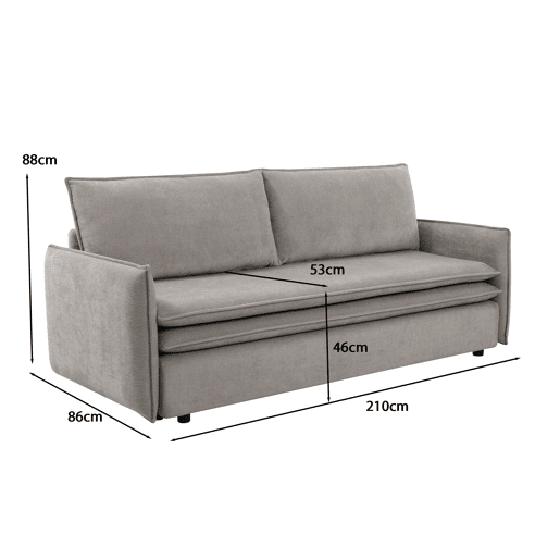 Sofá cama 3 lugares KEITH cor cinza Sofá cama 3 lugares KEITH cor cinza