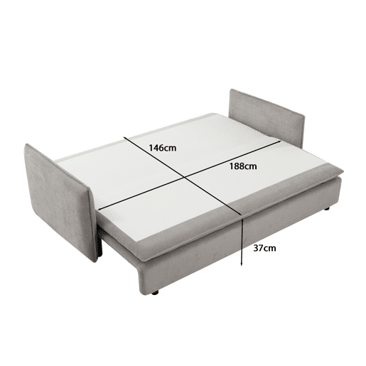 Sofá cama 3 lugares KEITH cor cinza Sofá cama 3 lugares KEITH cor cinza