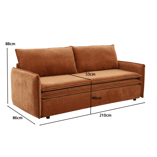 Sofá cama 3 lugares KEITH cor terracota