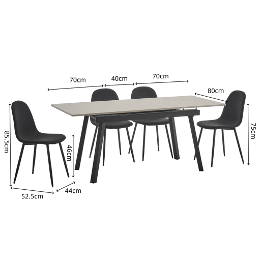 Conjunto de jantar STARK com 1 mesa e 4 cadeiras Conjunto de jantar STARK com 1 mesa e 4 cadeiras