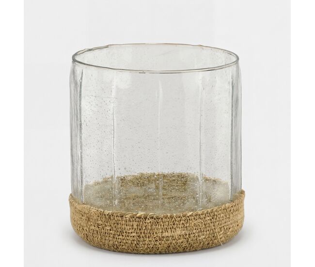 Candelabro mauia vidrio y seagrass 19cm