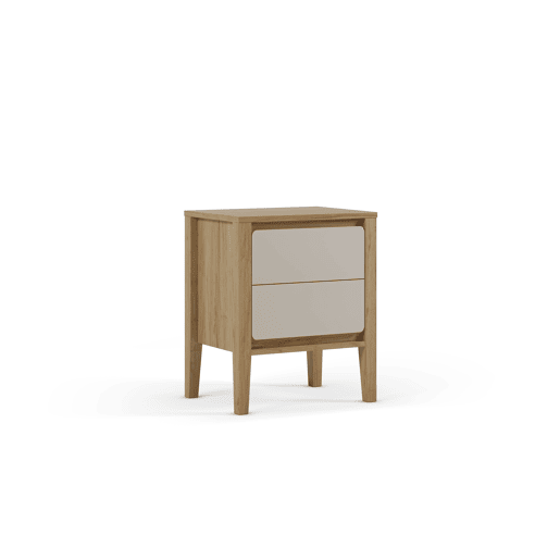 Mesa de cabeceira MAGINA 2 gavetas carvalho e branco