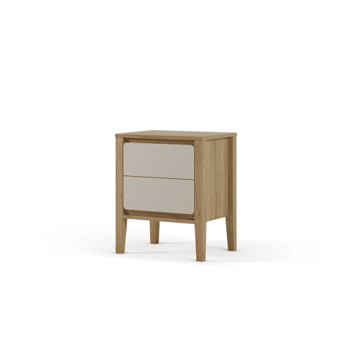 Mesa de cabeceira MAGINA 2 gavetas carvalho e branco