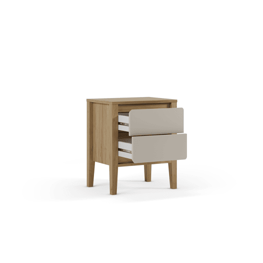 Mesa de cabeceira MAGINA 2 gavetas carvalho e branco