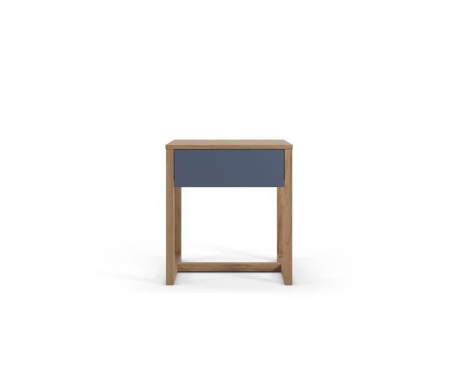 Mesita noche bore 1 cajón color roble y azul marino - conforama
