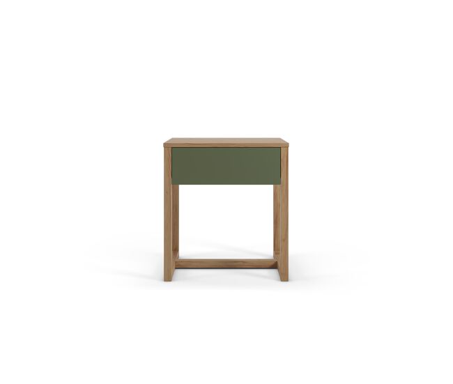 Mesita noche bore 1 cajón 50x55x38cm color roble y verde - conforama