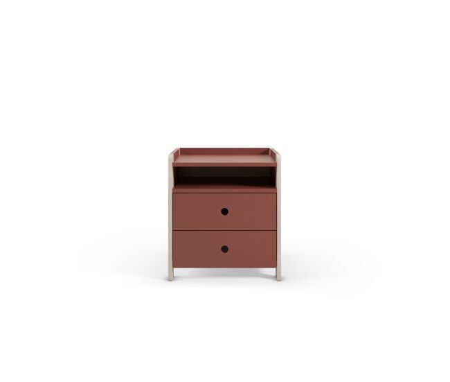 Mesita de noche terril con 2 cajones 1 hueco color terracota - conforama