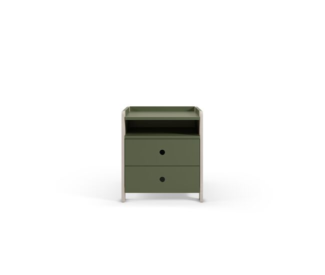 Mesita de noche terril con 2 cajones 1 hueco color verde - conforama