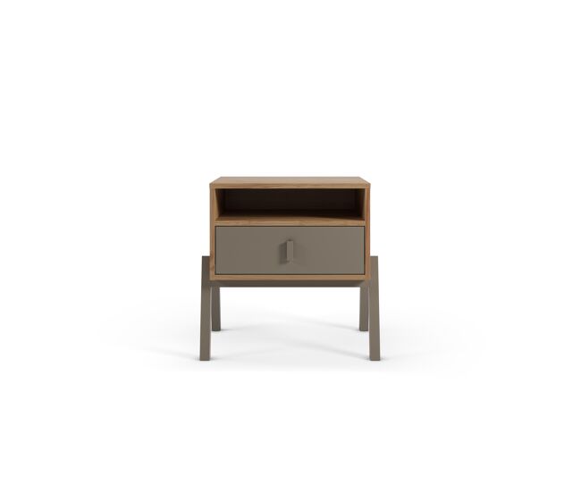 Mesita de noche thyra con 1 cajón y 1 hueco color roble y cashmer - conforama