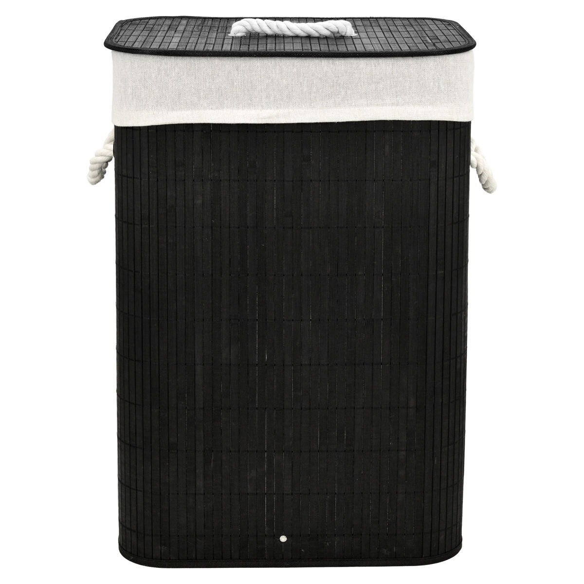 Cesto de ropa cora bambú 40x30x60cm negro y blanco