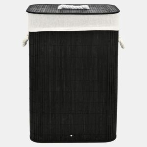 Cesto para roupa suja CORA bambu 40x30x60cm preto e branco