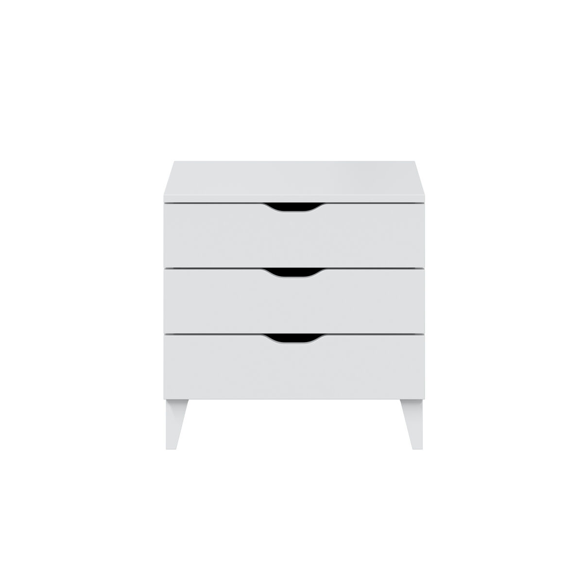 Mesita de noche archez 50x49x34cm 3 cajones blanco brillo