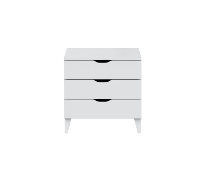 Mesita de noche archez 50x49x34cm 3 cajones blanco brillo