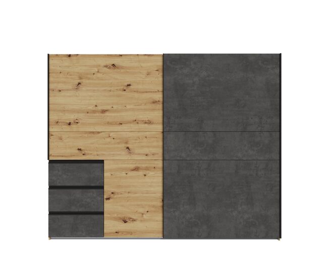 Armario nevada plus plus 249x200cm puertas correderas 3 cajones roble