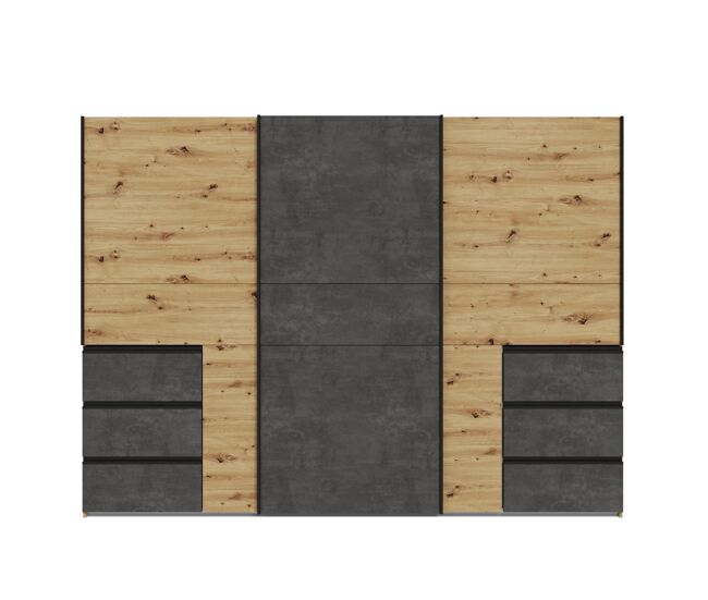 Armario nevada plus plus 269x200cm puertas correderas 6 cajones roble