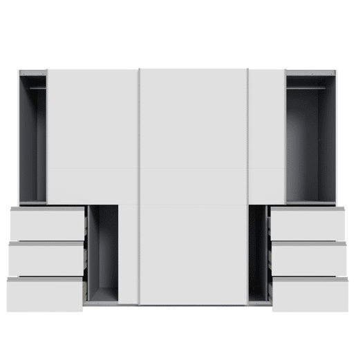 Roupeiro NEVADA PLUS PLUS 269,7x200,5cm portas de correr e 6 gavetas em branco