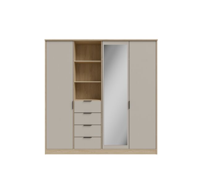 Armario nevada plus plus 207x212cm puertas batientes, espejo, 4 cajones y estantes