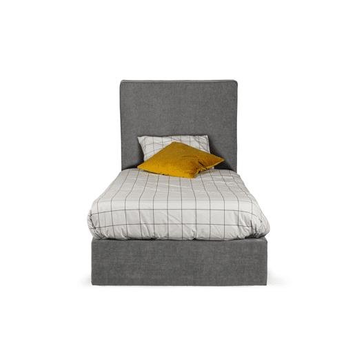 Cama com cabeceira roler LUNEA 95x110x205cm cinza