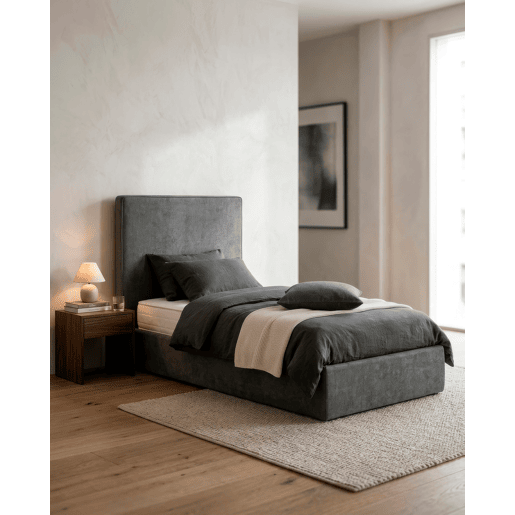 Cama com cabeceira roler LUNEA 95x110x205cm cinza