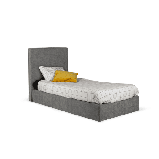 Cama com cabeceira roler LUNEA 95x110x205cm cinza