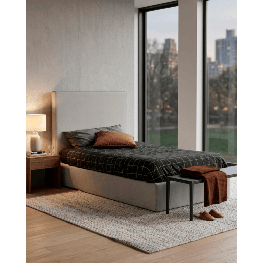 Cama com cabeceira roler LUNEA 95x110x205cm bege