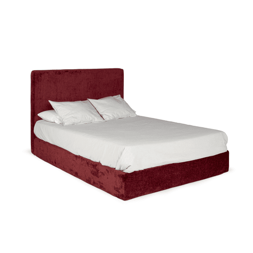 Cama com cabeceira roler CALAMO 145x110x205cm bordeaux
