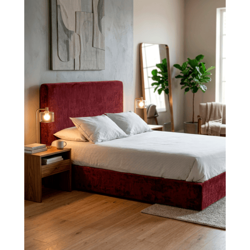 Cama com cabeceira roler CALAMO 145x110x205cm bordeaux