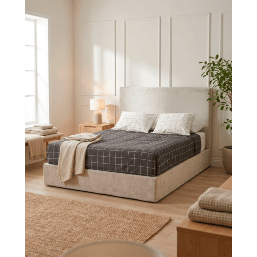 Cama com cabeceira roler CALAMO 145x110x205cm bege Cama com cabeceira roler CALAMO 145x110x205cm bege