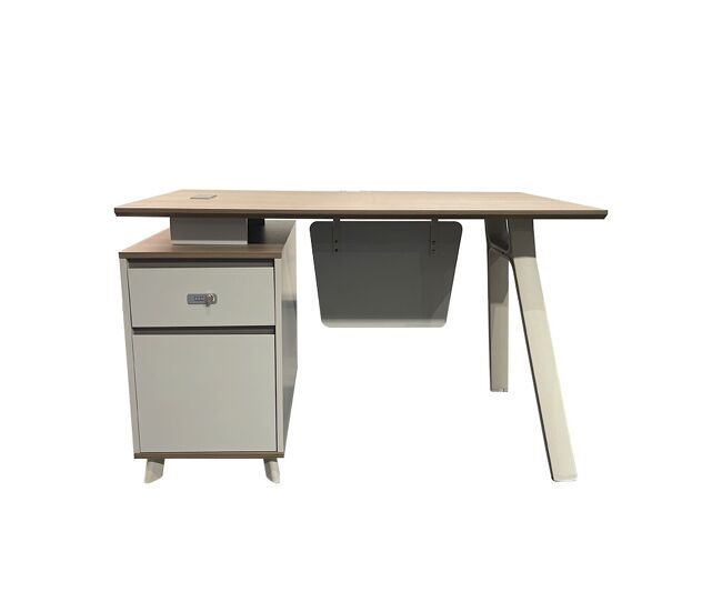 Escritorio nero con un cajón y una puerta