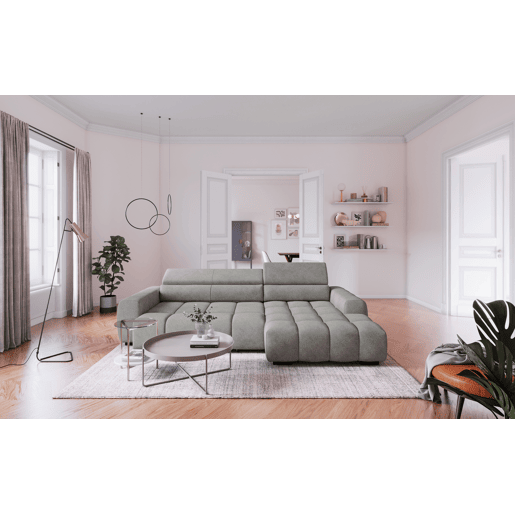 Chaise longue direita ALBERTA com relax elétrico cinza claro