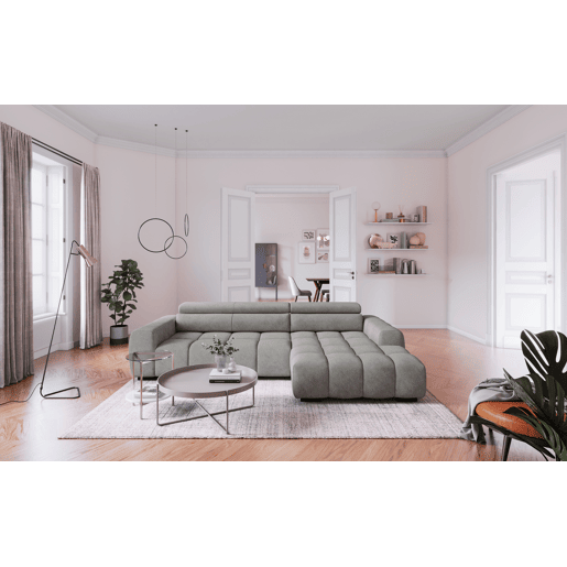 Chaise longue direita ALBERTA com relax elétrico cinza claro