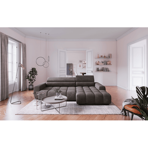Chaise longue direita ALBERTA com relax elétrico cinza escuro Chaise longue direita ALBERTA com relax elétrico cinza escuro