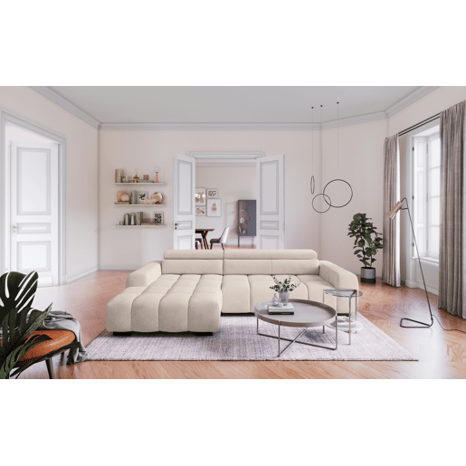 Chaise longue esquerda ALBERTA com relax elétrico bege
