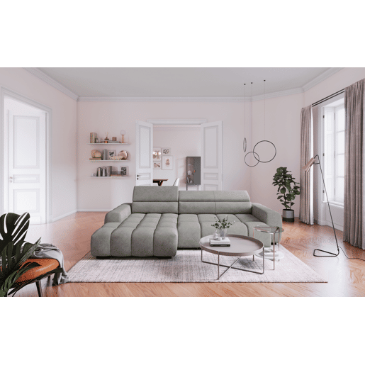 Chaise longue esquerda ALBERTA com relax elétrico cinza claro
