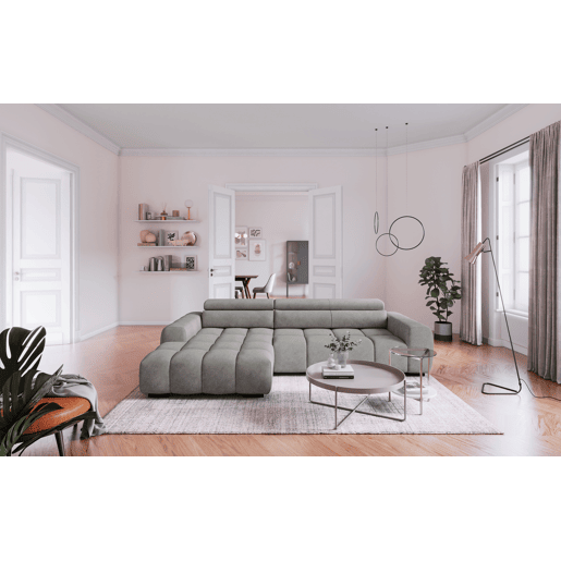Chaise longue esquerda ALBERTA com relax elétrico cinza claro