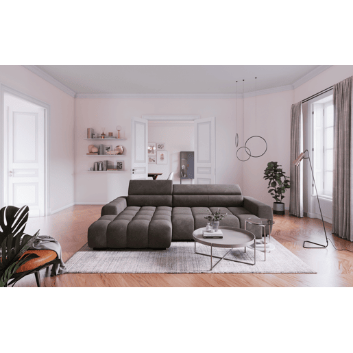 Chaise longue esquerda ALBERTA com relax elétrico cinza escuro Chaise longue esquerda ALBERTA com relax elétrico cinza escuro
