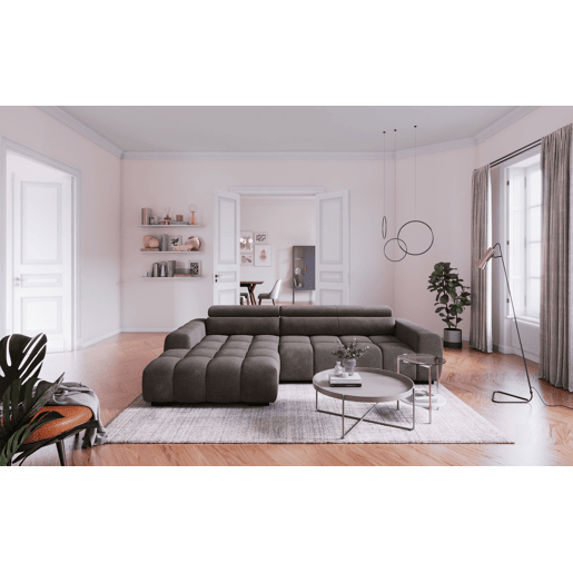 Chaise longue esquerda ALBERTA com relax elétrico cinza escuro Chaise longue esquerda ALBERTA com relax elétrico cinza escuro