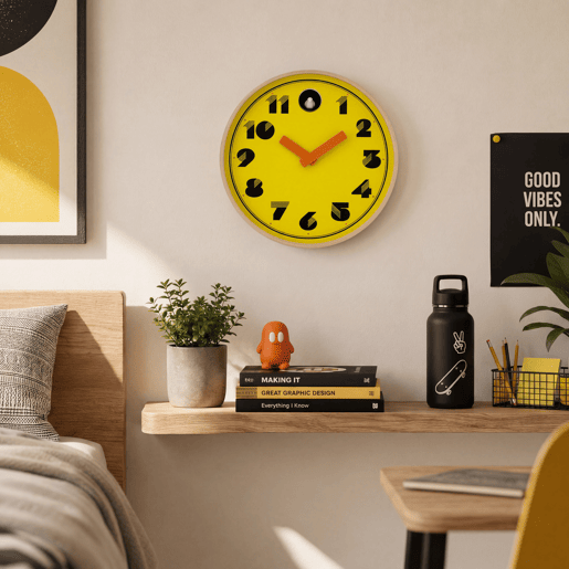 Relógio de parede CUCUT RETRO amarelo 30cm