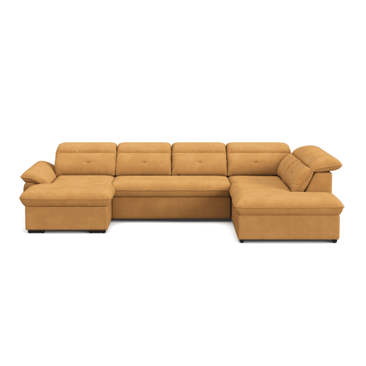 Sofá de canto direito ZOOM com cama XL cor mostarda